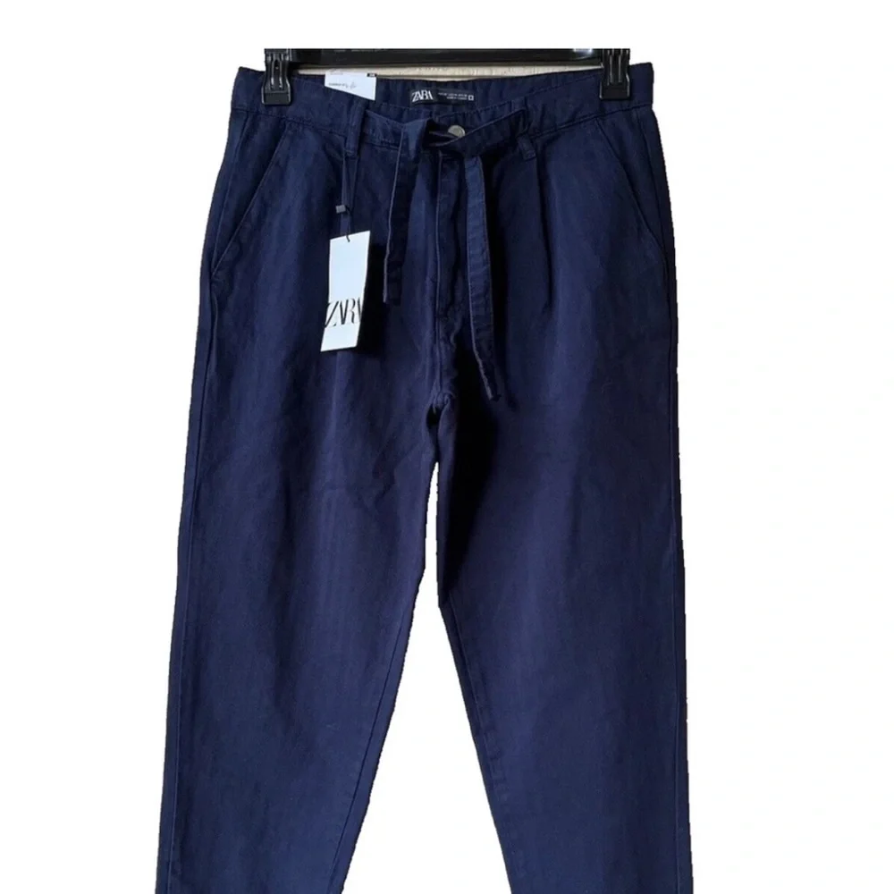 NWT Zara Men’s Carrot Fit Chino Pants Navy Blue Size 34